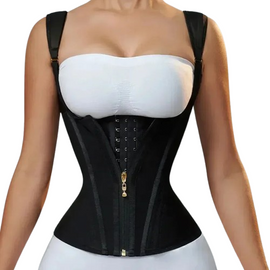 Double Compression Waist Trainer Corset Adjustable Zipper & Hook-eyes Shapewear