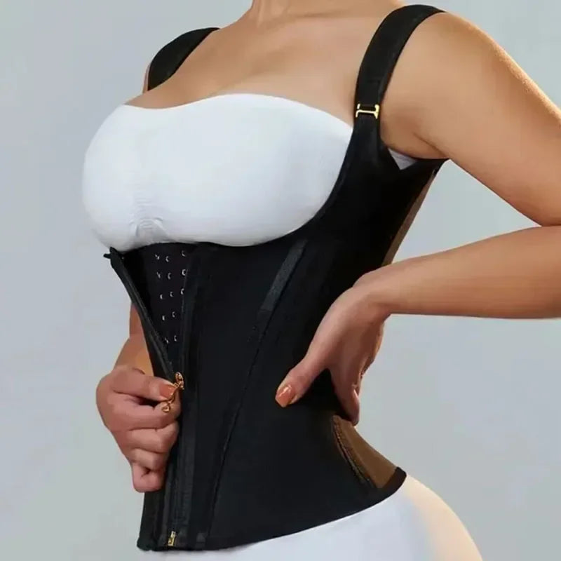 Double Compression Waist Trainer Corset Adjustable Zipper & Hook-eyes Shapewear