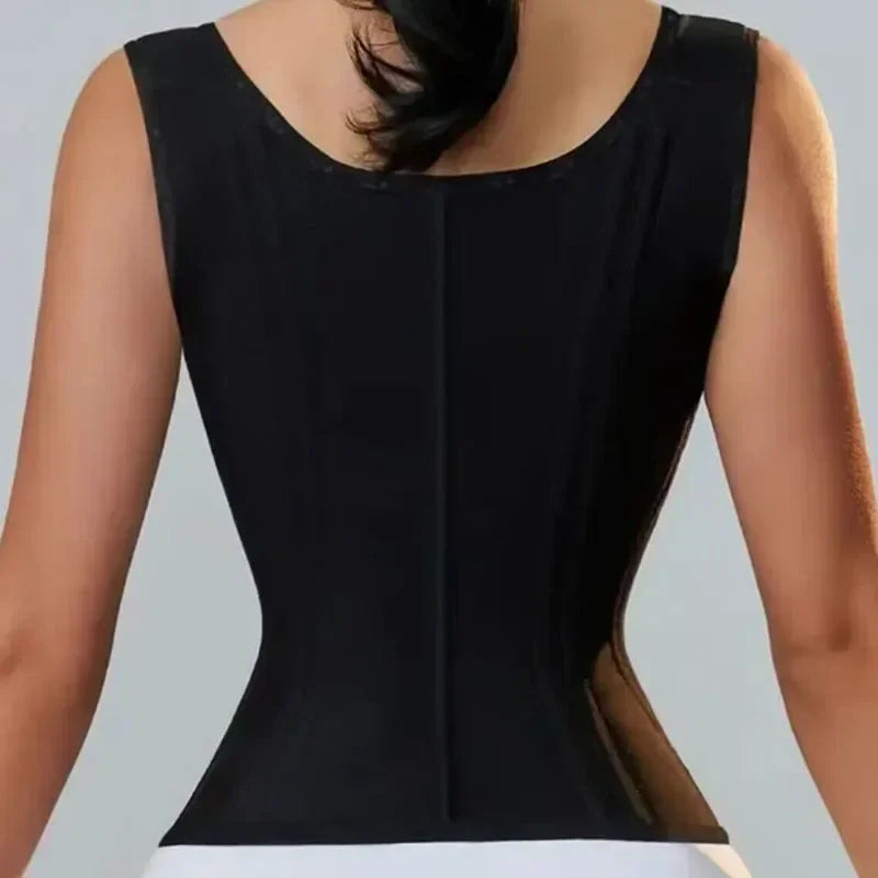 Double Compression Waist Trainer Corset Adjustable Zipper & Hook-eyes Shapewear